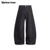 Jeans Retrô Americano Casual Versátil de Sarja Crua Scimitar Calças Largas com Caimento Estilo Foice Masculino de Verão