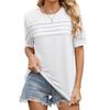 Amazon Europa y Estados Unidos comercio exterior transfronterizo primavera y verano 2025 camiseta holgada de manga corta y cuello redondo top de encaje para mujer en stock