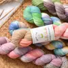 Hilo de lana teñido a mano para manualidades, color degradado, hilo grueso para tejer a mano, kit de hilo para suéteres y bufandas DIY
