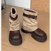 Botines de mujer para aumentar la altura, diseño de otoño, negros, versátiles, modernos, de suela gruesa, botas Martin estilo slip-on y con hebilla de cinturón, 2026