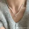 Collar con Cadena de Espiga de Trigo y Colgante de Perla Redonda para Mujer, Lujo Ligero, Versátil, Cadena de Clavícula de Gama Alta, Regalo 520 para Novia