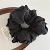 Scrunchie de Algodão Preenchido com Padrão Color Block Retro Coreano, Borda Acabada, Elástico de Cabelo Elegante de Cor Sólida para Rabo de Cavalo Feminino
