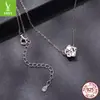 Collar Original Yinziyun Flor de Rosa Color D Moissanita Cadena Clavicular Clásica y Atemporal Plata de Ley S925 Joyería para Banquetes