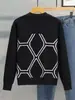 Cardigan de Tricô Color Block com Decote V Tendência Primavera e Outono para Jovens, Suéter Estilo Maduro Slim Fit, Jaqueta Moda Coreana para Homens