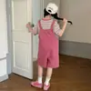 Conjunto de Verano Transfronterizo para Niñas Estilo Dopamine Girl Overol Rayado de Manga Corta Conjunto de Dos Piezas Estilo Delgado para Niños Mayores