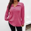 Top de Manga Larga para Mujer Talla Grande Color Sólido Suelto con Cuello en V, Camiseta de Punto Cepillado Costillado, Nuevo de Otoño e Invierno 2025 de Amazon
