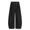 Pantalones Rayados Negros Estilo Americano 11Kn para Hombres y Mujeres, Silueta de Cimitarra, Estilo Vintage, Caída Suelta, Tridimensional, Adelgazantes, Pantalones Casuales de Pierna Ancha