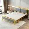 Cama plegable para uso doméstico, cama doble con estructura de hierro y colchón, cama sencilla para viviendas de alquiler, cama de tablero duro, cama para siesta en la oficina, cama individual