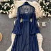 Ropa interior de encaje transparente sexy europea y americana transfronteriza, bata larga con cinturón, conjunto de dos piezas, bata de baño al por mayor