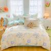 Set de cuatro piezas de algodón lijado grueso estilo Ins Algodón fresco Agradable para la piel Desnudo Sábana para dormir Funda de edredón Juego de tres piezas Ropa de cama