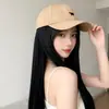Peluca Transfronteriza Pinduoduo para Mujer, Gorra de Béisbol Moderna y Sencilla con Cabello Largo y Liso, Peluca Completa de una Pieza, Seda Esponjosa de Alta Temperatura