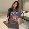 Camiseta Personalizada Tendência Europeia e Americana de Comprimento Médio com Mangas Curtas Verão 2026 Estilo Hip-Hop Rock Par Solto Top de Manga Meia
