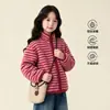 TUTU Elefantinho Roupas Infantis Jaqueta de Lã de Cordeiro para Meninas 2026 Outono/Inverno Aquecedor Infantil Térmico Listrado Fleece Outerwear