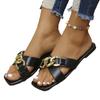 2024 Comercio Exterior Transfronterizo Zapatillas Planas Sandalias de Verano para Mujer Estilo Coreano de Moda Cadena Punta Cuadrada Casual Sandalias de Mujer
