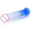 Pene de Cristal Transparente de Dos Colores Pene Artificial Color Mixto Femenino Dispositivo de Masturbación Productos Sexuales para Adultos Fábrica Venta al por Mayor
