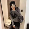 Cárdigan de punto suave y acogedor con lunares para mujer, con colores contrastantes y un diseño casual, chaqueta suéter versátil de manga larga