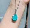 Zhuangshengsheng Joyería Comercio Exterior Collar de Tesoros Coloridos Colgante de Paraíba Simulada Anillo Pendientes Set de Joyería