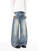 Ropa de Hombre Fengshe / Jeans de Guadaña Retro Americano para Hombres y Mujeres, Pantalones Casuales Sueltos de Pierna Ancha Cleanfit