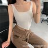 Camisola de seda helada con hombros anchos y espalda hermosa, ropa interior sexy con almohadilla para el pecho, ropa interior sin costuras para mujer