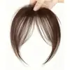 Peluca con flequillo para mujer, parte frontal natural, cabello real, flequillo de aire de ocho caracteres, flequillo falso francés ligero sin dejar rastro