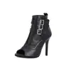 Em Estoque 2026 Novo Modelo Estilo Europeu e Americano Peep-Toe Zíper Frontal Fivela de Metal Salto Agulha Alto Sandálias Femininas Tamanho Grande