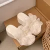 Zapatos Modernos Estilo Hada para la Playa, Sandalias de Plataforma Perla 2026 con un Toque Francés, Chanclas Florales de Suela Gruesa
