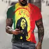 Camiseta Bob Marley Rapper Love Impressão 3D Camiseta Masculina Feminina Moda Camiseta Oversized Infantil Hip Hop