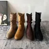 Nuevas botas cortas de suela gruesa estilo Western, botas Martin, botas de montar para mujer, botas de media pantorrilla para otoño e invierno, popular estilo de mezclilla 2026