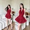 Vestido de Verano Nuevo de Alta Calidad Estilo Hepburn para Mujer, Picante Europeo y Americano, Hombros Descubiertos, Espalda Descubierta, Patchwork de Nicho, Falda de Pastel