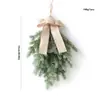 Nuevo árbol de Navidad invertido estilo americano pino de Norfolk corona navideña decoración de puerta principal con adorno colgante de lazo burdeos transfronterizo