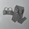 Traje Deportivo Cruzado Trasero de Punto Sin Costuras Transfronterizo Nuevo para Mujer, Ropa Transpirable de Secado Rápido para Running y Fitness para Mujer