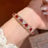Pulseira oval de zircônia banhada a ouro 18k real, moderna, simples, versátil, luxo leve, nicho, joia de alta qualidade