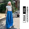 Calça Larga com Listras Laterais Finas, Cintura Alta e Caimento Fluido, Calça Esportiva Casual Jogger de Corte Solto para Mulheres, Estilo Leve de Verão