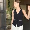 Envío Gratis, Ropa Exterior con Textura Fresca, Moda Femenina de Verano, Chaleco de Traje Halter con Espalda Bonita, Cárdigan de Punto sin Mangas Francés