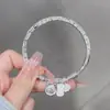 Pulsera de Plata Pura 9999 Sterling con Palabras de Bendición Cuadradas Estilo Ins de Lujo Ligero Joyería de Nicho Regalo de Día de la Madre Cumpleaños para Mamá
