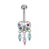 Moda transfronteiriça da Amazon novo piercing corporal de aço inoxidável anel de umbigo flor hexagonal prego de umbigo fivela de umbigo