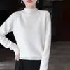 Suéter de Punto Grueso de Lana Pura con Siete Puntos, Cuello Alto Medio y Mangas Raglán Largas en Color Sólido, Nuevo Invierno 2026