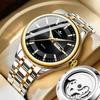 Reloj de acero fino para hombre, fondo pasante, hueco, correa de acero, hebilla de mariposa, impermeable, moda, reloj de cuarzo, explosión en vivo, reloj nuevo