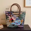 Filhote de Dachshund Cesta de Legumes Bolsa de Trabalho para o Dia a Dia Bolsa de Mão Bolsa Trançada de Rattan Portátil Bolsa de Praia Retrô de Bambu