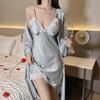 Pijama Sexy Estilo Puro Desejo para Mulheres, Verão Seda Gelo com Bojos, Camisola Suspender de Alta Qualidade, Conjunto de Lingerie Sexy