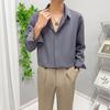Camisa negra de manga larga para hombre, estilo Hong Kong, estilo japonés, para primavera y otoño, camisa informal de negocios de color sólido de alta calidad.
