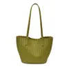 Bolso Pequeño Estilo Francés de Nicho Moda Ins Bolso Tejido de Cesta Cuero Suave Bolso de Mano para Hombro Bajo el Brazo Tote