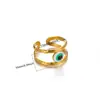 Anillo Abierto de Acero Inoxidable Ojo de Diablo Ojo Azul de Lujo Ligero Vintage con un Toque de Alta Gama, Venta al por Mayor de Joyería Vintage de Alta Gama