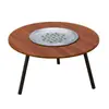 Mesa de Churrasqueira Portátil Dobrável para Churrasco ao Ar Livre Fogão de Churrasco para Pátio ao Ar Livre Mesa de Chá Piquenique Mesa de Madeira Maciça