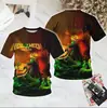 Camiseta Masculina de Manga Curta Nova com Estampa Digital 3D de Banda de Rock Popular de Halloween Venda Direta da Fábrica Fornecimento