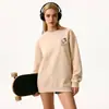 Sudadera de Algodón Pesado para Parejas, Corte Holgado, Cuello Redondo, Sin Capucha, Pulóver, Versátil, Cálida, Prenda Superior Estampada para Otoño e Invierno