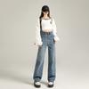 Pantalones de Pierna Ancha Suaves Elásticos Holgados Ajustados Cómodos Rectos Anchos Otoño e Invierno Combinan con Todo Jeans Suaves Pantalones Azul Nostálgico