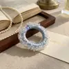 Diadema elástica plisada de satén suave estilo coreano con adornos de cristal, creando un look atmosférico, adecuada para coletas altas y moños