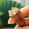 Calabaza de Sándalo Estilo Flor de Loto Pequeña Ojo Creativo Masajeador Cabeza de Cuerno Palo de Masaje Facial Punto de Tendón Acupunto Cuidado de la Piel