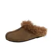 Pantuflas de Lana y Algodón Lana de Cordero Cálidas Suela Plana Moda 2026 Nuevo Invierno Punta Cerrada Forradas de Felpa Medias Pantuflas Mujer Cómodas